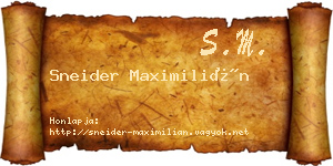 Sneider Maximilián névjegykártya